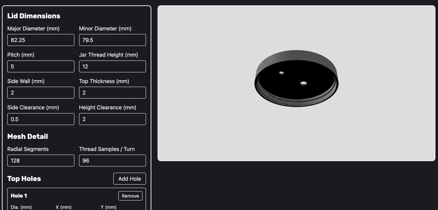 A screenshot of the jar lid generator I built