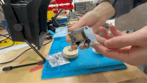 A GIF of me flipping the PCB