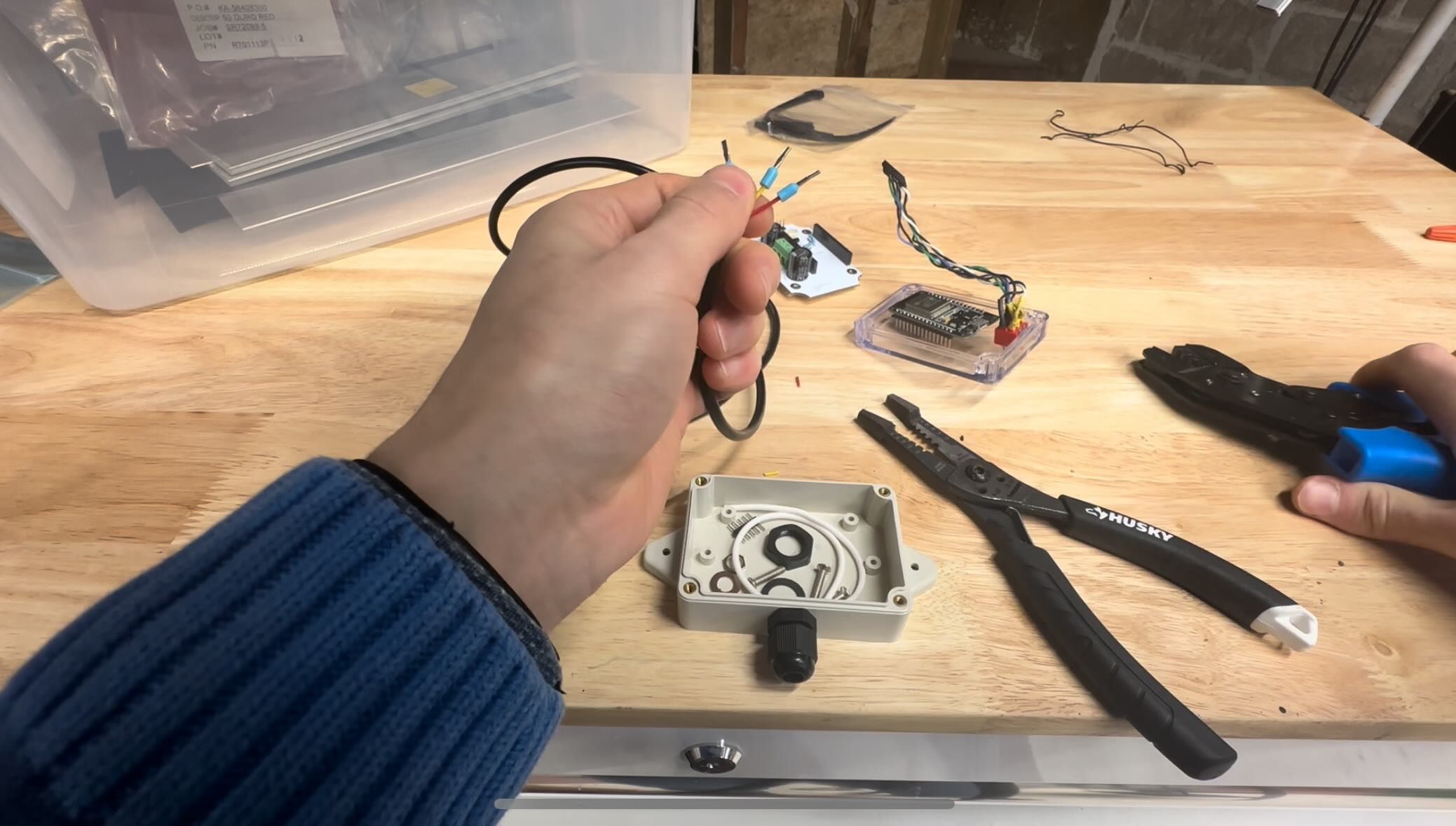 A POV of me crimping the ferules