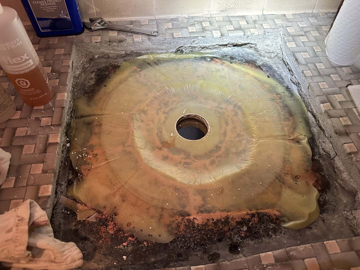 Fiberglass patch fully installed and cured